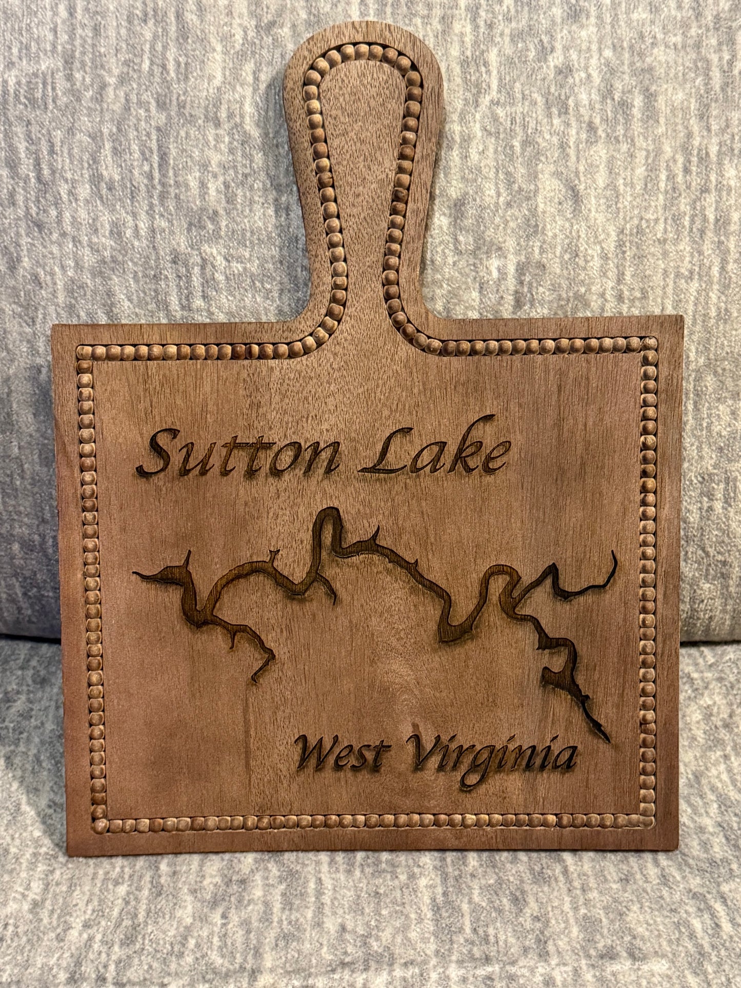 Cutting board with Sutton Lake